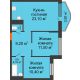 3 комнатная квартира 60,8 м² в ЖК 5 Элемент (Пятый Элемент), дом Корпус 5-7 (Монолит) - планировка