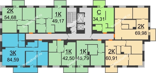 Планировка 7 этажа в доме Секция 2 в ЖК CityZen (Сити Дзен)