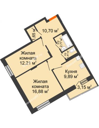 2 комнатная квартира 57,09 м² - ЖД Кислород