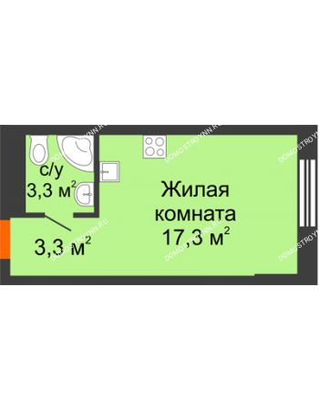 Студия 23,9 м² - Комплекс апартаментов KM TOWER PLAZA (КМ ТАУЭР ПЛАЗА)
